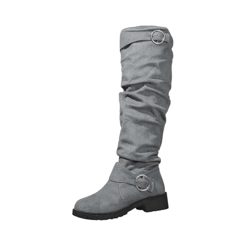 Generisch Cowboystiefel Damen Langschaft Stiefel Cowboy Stiefel Retro Schlupfstiefel Plateau Übergangsstiefel Mittelalter Stiefel Mit Schnalle Absatz Ankle Boots Halbhohe Westernstiefel Weite Normal von Generisch