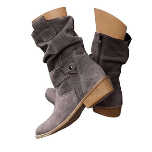 Generisch Cowboystiefel Damen Leder 39,Stiefeletten Damen Wildleder Sommer Cowboystiefel Cowboy Halbstiefel Elegant Leder Westernstiefel Ankle Boots Classic Festivals Damenstiefel von Generisch