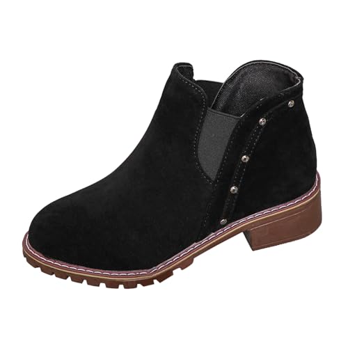 Generisch Cowboystiefel Damen Wildleder Schlupfstiefel Medium Heel Winterstiefel Einfarbig Ankle Boots Damenstiefel Keilstiefeletten Westernstiefel Reitstiefel Festliche Schuhe von Generisch