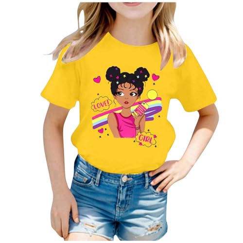 Generisch Crop Top Baumwolle Tshirt Mädchen T-Shirt Sommer T Shirt Druck Oberteil Kurzarm Tshirts Bluse Tops Y2K Kleidung Coole Klamotten für Kinder 3-10 Jahre von Generisch