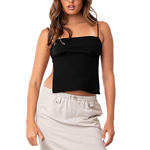 Generisch Crop Tops Damen Sport - Women's Summer Short Sleeve Slim Sleeveless Yoga Running Tank Tops Y2k Spaghettiträger Tank Cami Streetwear Damen Sexy Pu Bustiers Korsett Crop Top von Generisch