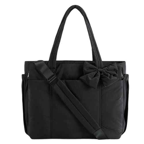 Generisch Crush Bow Tote Bag, Luvys Bag for Women,Lightweight and Fluffy Bow Handbag, Stylish Handbag for Work, Travel (Black) von Generisch