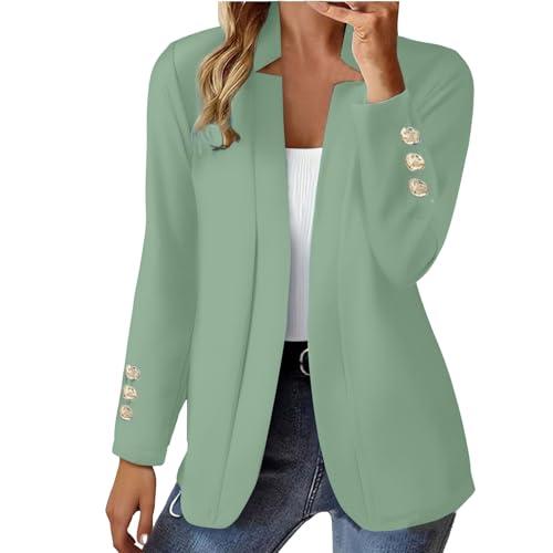 Generisch Curve,Sportlich Longblazer Basic Knöpfen Vintage Anzugjacke Einfarbig Mantel Jacke Büro Anzugjacke Oversized Blazerjacke Leicht Mantel Büro Sakko Anzugjacke für Arbeit von Generisch