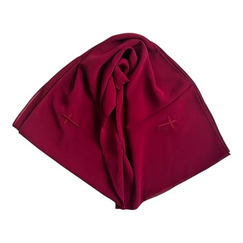 Generisch DOCKS Chiffon-Kopftuch in Weinrot mit Kreuz-Muster – Christliches, elegantes Accessoire von Generisch