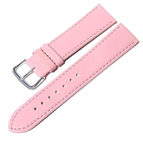 Generisch DSHDFJ 10 Farben Armband Uhr Leder Uhrenarmband 12mm 14mm 16mm 18mm 20mm 22mm 24mm Kompatibel mit Damen Herren Uhrenarmbändern Einfarbige Uhrengürtel(Pink,24mm) von Generisch