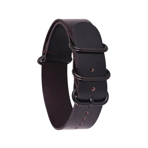 Generisch DSHDFJ 14mm 16mm 18mm 20mm 22mm 24mm Leder Uhrenarmband Männer Frauen Silber Schwarz Ring Schnalle Handgelenk Armband Band Zubehör(Dark brown B,14mm) von Generisch