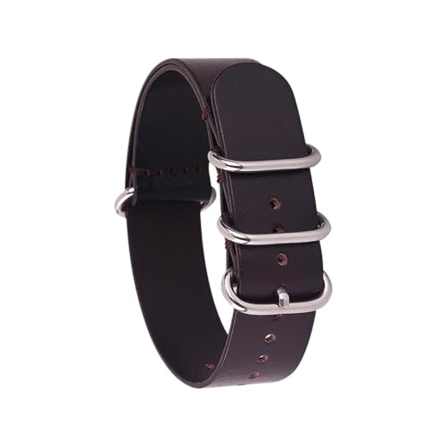 Generisch DSHDFJ 14mm 16mm 18mm 20mm 22mm 24mm Leder Uhrenarmband Männer Frauen Silber Schwarz Ring Schnalle Handgelenk Armband Band Zubehör(Dark brown S,16mm) von Generisch
