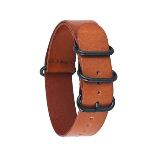 Generisch DSHDFJ 14mm 16mm 18mm 20mm 22mm 24mm Leder Uhrenarmband Männer Frauen Silber Schwarz Ring Schnalle Handgelenk Armband Band Zubehör(Light brown B,18mm) von Generisch