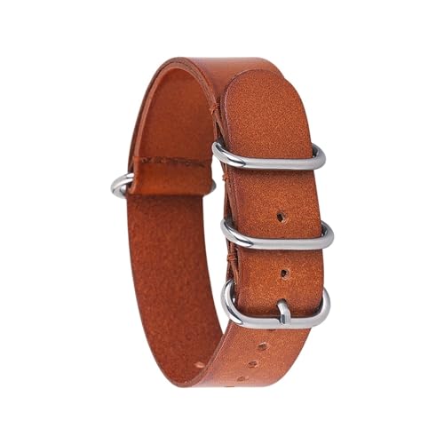 Generisch DSHDFJ 14mm 16mm 18mm 20mm 22mm 24mm Leder Uhrenarmband Männer Frauen Silber Schwarz Ring Schnalle Handgelenk Armband Band Zubehör(Light brown S,16mm) von Generisch