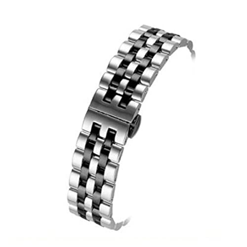 Generisch DSHDFJ 18mm 19mm 20mm 22mm 24mm Feste Edelstahl Armband Edelstahl Armbanduhren Armbanduhren Hohl gekrümmt Ende(Silver black,22mm) von Generisch