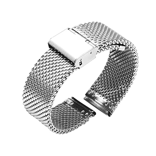 Generisch DSHDFJ 18mm 20mm 22mm 24mm Milanese Watchband Schnellspanner Uhr Band Mesh Edelstahlband Armband Armband Schwarz(Silver,18mm) von Generisch