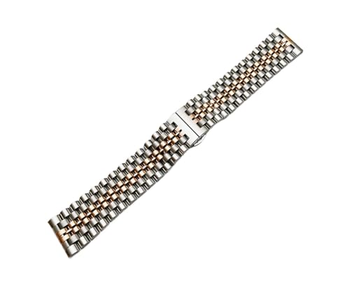 Generisch DSHDFJ Edelstahl Uhrenarmband 12mm 14mm 16mm 18mm 19mm 20mm 22mm 23mm 24mm Breite Uhren Gurt Metall Armband Ersatz Armband(Silver rose gold,24mm) von Generisch