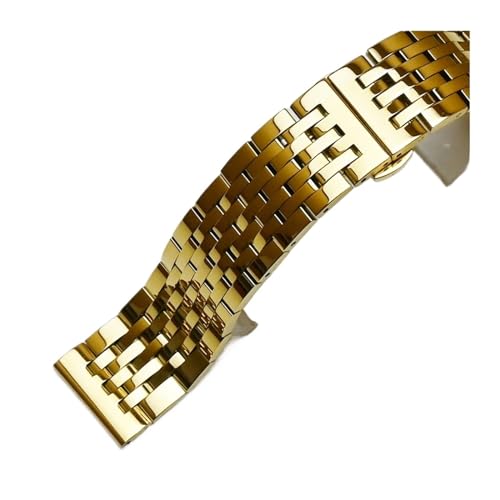 Generisch DSHDFJ Edelstahl Uhrenarmband Gurt 12mm 14mm 16mm 18mm 20mm 22mm 24mm Metall Armband Ersatz Armband Männer Frauen Armband(Gold,12mm) von Generisch