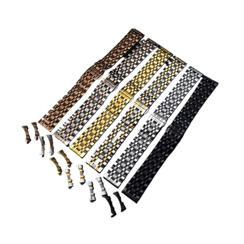 Generisch DSHDFJ Edelstahl Uhrenarmband Strap gekrümmtes Ende 14mm 16mm 18mm 19mm 20mm 21mm 22mm Männer Frauen Uhrenband Silber Gold Schwarzes Armband(Silver gold,20mm) von Generisch