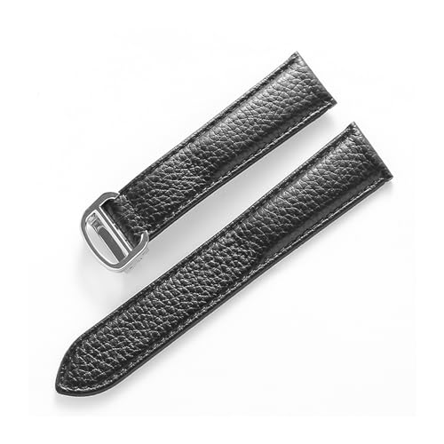 Generisch DSHDFJ Litsche-Korn-Rinds-Rindsriemenriemen-Männer und Frauen kompatibel mit Cartier-Tank-Tank SOLO Londoner Leder Watchkette Zubehör(Black,18mm) von Generisch