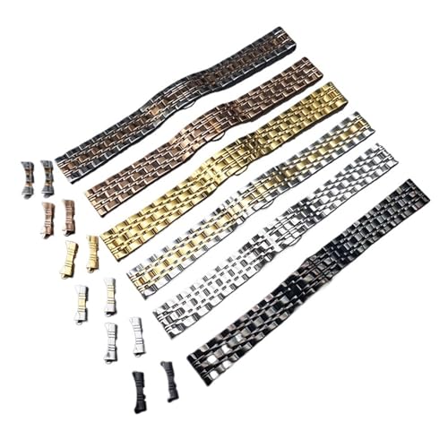Generisch DSHDFJ Massive Metall WatchAbNDs Armband Silber Schwarz Rose Gold Männer Frauen CLAINE STAHL WAHM BAND Gurt 12mm 14mm 16mm 18mm 19mm 20mm(Black,21mm) von Generisch