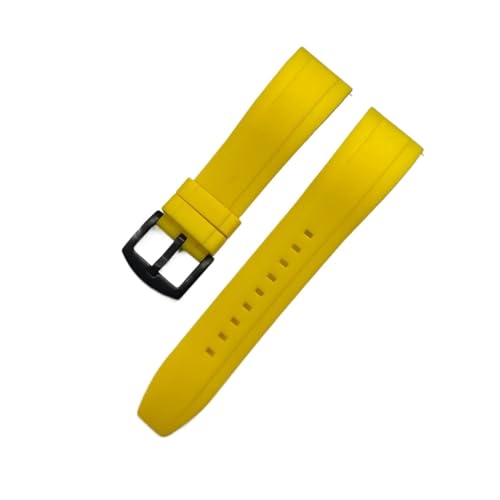 Generisch DSHDFJ Quick Release Armbands Qualität Silikon-Gummi-Uhr-Träger 20mm 22mm 24mm wasserdichte tauchen männer Uhren Zubehör(Yellow Black_20mm) von Generisch