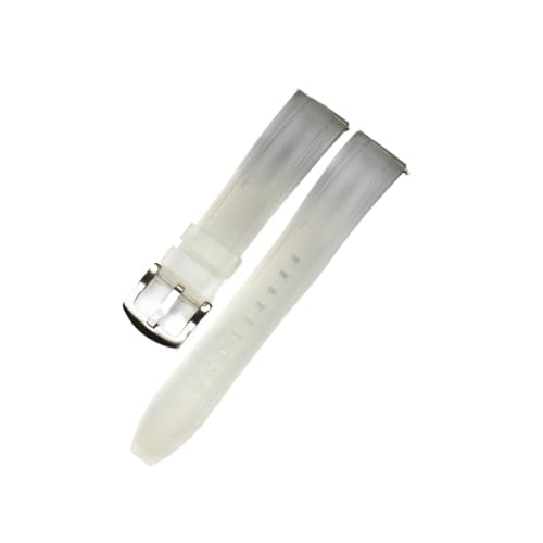 Generisch DSHDFJ Quick Release Watch Bands Premium Grad Silikon-Gummi-Uhr-Träger 20mm 22mm 24mm wasserdichte Passform for Männer Frauen Uhren Zubehör(White silver,20mm) von Generisch