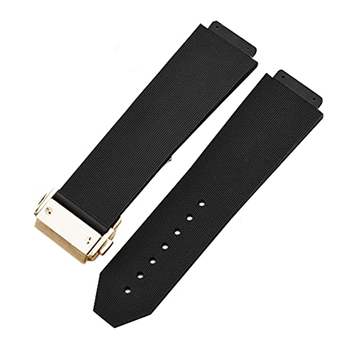 Generisch DSHDFJ Sehen Sie sich Armband an Schnalle Silikon-Gummi-Uhr-Armbanduhr-Zubehör-Uhr-Band-Kette(Black-Gold Clasp,26mm) von Generisch