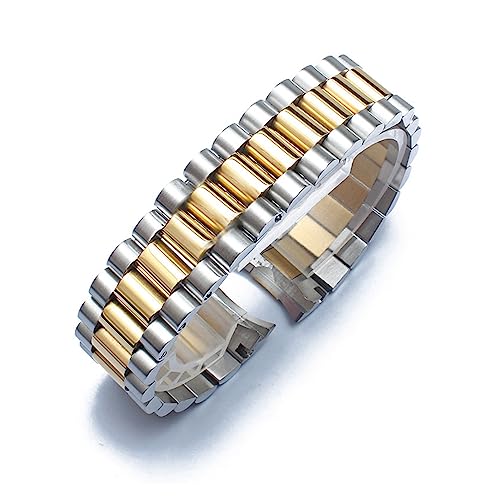 Generisch DSHDFJ Uhren-Band, das mit Rolex kompatibel ist DateJust Day-Datum-Austusterkäufer Datum Edelstahlbanduhr Zubehör 13 17 20 21mm Uhr Armband(Silver Gold,13MM_WITHOUT LOGO) von Generisch