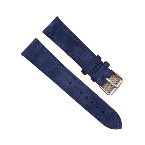 Generisch DSHDFJ Wildleder-Uhrenarmband, 18, 19, 20, 21, 22 mm, Armband, Hellbraun, Blau, Braun, echtes Leder, Ersatz-Uhrenzubehör(Dark blue,18mm) von Generisch