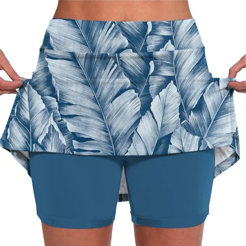 Generisch Damen 2 in 1 Sport Leggings mit Rock Tennisrock Tennis Golf Sport Rock Mit Taschen von Generisch