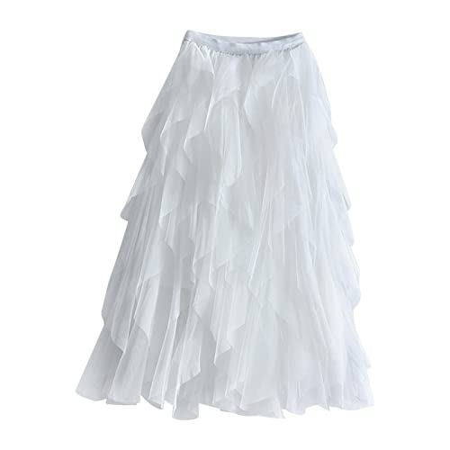 Generisch Damen 50er Vintage Tüllrock Petticoat Mehrfarbig Bubble Tanzkleid Rock Damen Karneval Kostüm Tüllrock Tutu TüLlrock Schwarz Damen XL TüLlrock Weiß Lang Gross von Generisch