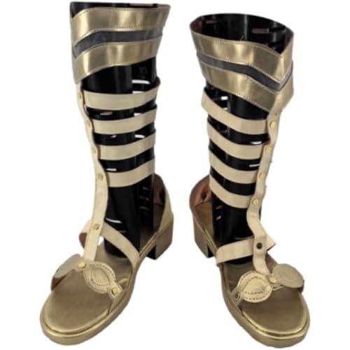 Generisch Damen Anime Cosplay Stiefel Für Cyrene Mode Kniestiefel Fancy Bühne Performance Requisiten Schuhe Halloween Comic Con (Gold,39) von Generisch