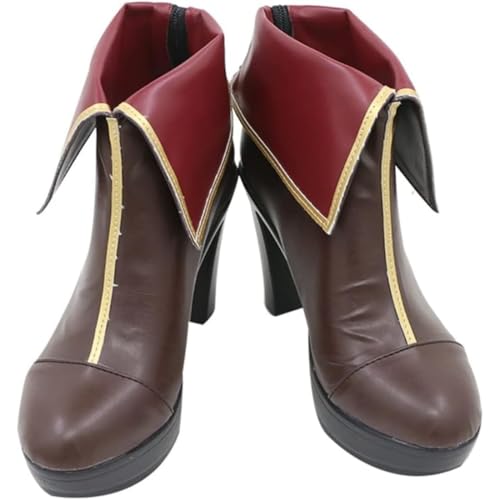 Generisch Damen Anime Cosplay Stiefel Für Houshou Marine Mode High Heels Fancy Bühne Performance Requisiten Schuhe Halloween Comic Con (Braun,44) von Generisch