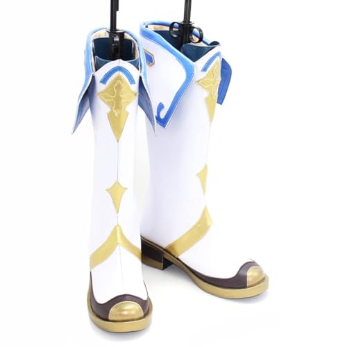 Generisch Damen Anime Cosplay Stiefel Für Saccharose Mode Kniestiefel Fancy Bühne Performance Requisiten Schuhe Halloween Comic Con (Weiß,42) von Generisch