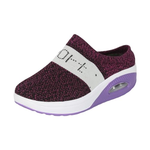 Generisch Damen Ankle Boots Bequeme Freizeitschuhe Modische Atmungsaktive Damenstiefel mit Weicher Sohle für Alltag Freizeit (Purple, 38) von Generisch