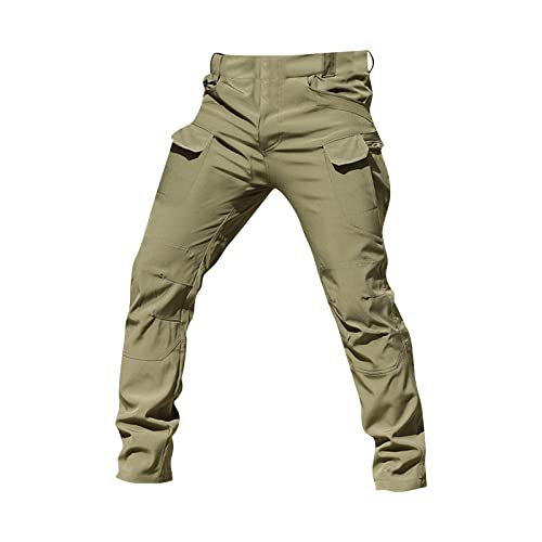 Generisch Damen Arbeitshose, Männer Herren Taktische Hose Outdoor Camping Wandern Loose Fit Mit Multi Taschen Arbeitshose Cargohose Lang Leichte Arbeit Shue Shtralos Stretch (L, Armeegrün) von Generisch