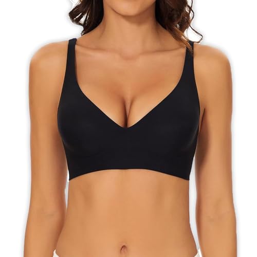 Generisch Damen BHS Ohne Bügel Nahtloser BH - Tiefem V-Ausschnitt Bralette Push Up BHS Soft Bequem BH Sommer Dünner für Frauen, Mädchen von Generisch