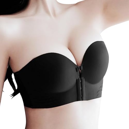 Generisch Damen BHS Trägerlos,vollständige Abdeckung,Damen-BHS mit Rutschfestem Frontverschluss Und Trägerlosem Design, Nahtlose Bequem Weicher BH Push Up von Generisch