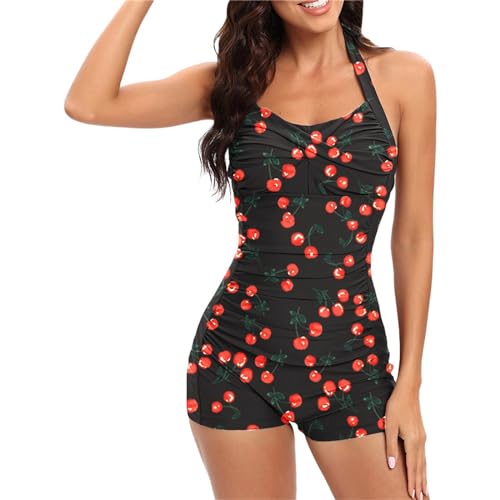 Generisch Damen Badeanzug Mit Bein Neckholder Push Up Einteiler Badeanzüge Bademode Große Größen Schwimmanzug Badebekleidung Swimsuits for Women von Generisch