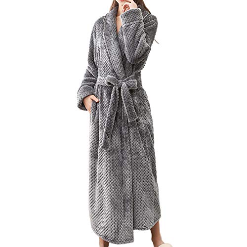 Generisch Damen Bademantel Teddy Fleece Bademantel Damen Lang Kapuze Frottee Velours Weich Und Warm Saunamantel Bademantel Damen Nachtwäsche Morgenmantel von Generisch