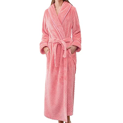 Generisch Damen Bademantel Teddy Fleece Bademantel Damen Lang Kapuze Frottee Velours Weich Und Warm Saunamantel Bademantel Damen Nachtwäsche Morgenmantel von Generisch