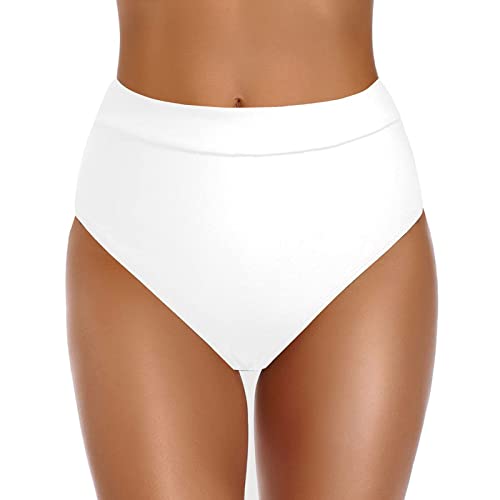 Generisch Damen Badeshorts Bikini Shorts Frauen High Waist Triangel Schnell Trocknende Bikinihose Shorts Butt Lifting Stretch Boardshorts Bauchkontrolle Swimwear Sport Beachwear (White, XL) von Generisch