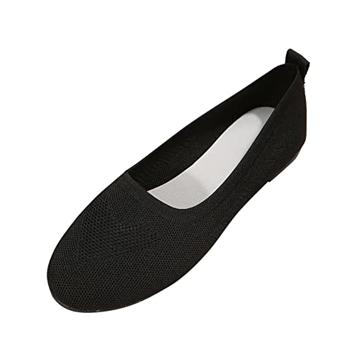 Generisch Damen Ballerina Flache Schuhe Spitze Schuhe Zehe Strick Kleid Schuhe Niedriger Keil Slip On Ballerina Walking Flats Schuhe für Frauen Bequem Weich Damen Ballerina Bequeme Slip Ons Flach von Generisch