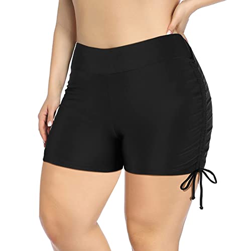 Generisch Damen Bikini Boxershorts Hohe Taille Bademode Bikinishorts seitlich zum Binden Schwimmhose Sexy Bauchweg Schwimmen Unterteil Bademode Bikinihose(Schwarz, M) von Generisch