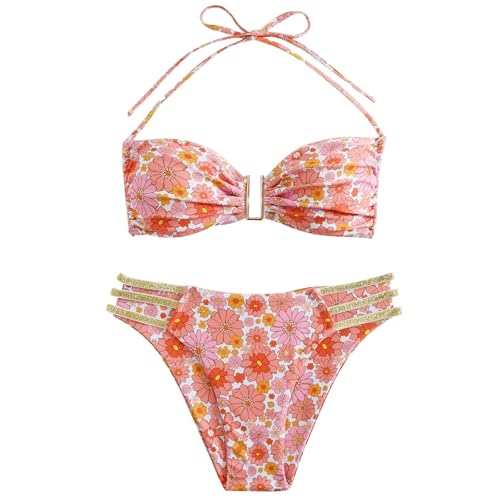Generisch Damen Bikini Set mit Kontrastpaspeln Triangel Brazilian Bikini Bademode Zweiteiliger Badeanzug von Generisch