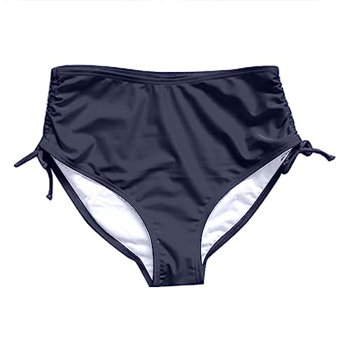 Generisch Damen Bikinihose seitlich zum Binden Hüftslip Bikini Hotpants Retro Ruched Bauchweg Schwimmshorts Unterhosen Bademode Schwimmen Unterteil Bikini-Hose(Blau, M) von Generisch