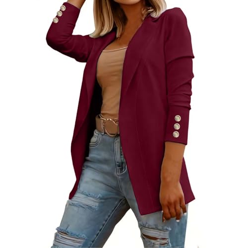 Generisch Damen Blazer Damen Mantel Leichte Herbstjacke Langärmeliger Anzug Herbst Winter Party Anzugjacke Offene Blazer Tailliert Damen Blazer Damen Elegant Kurz Blau von Generisch