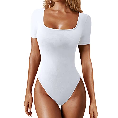 Generisch Damen Body langarm I blickdichter Bodysuit mit Halbkragen für Frauen I Langarm Bodysuit Women Langarm Bodysuit Damen Weiß Jumpsuit Damen Elegant von Generisch