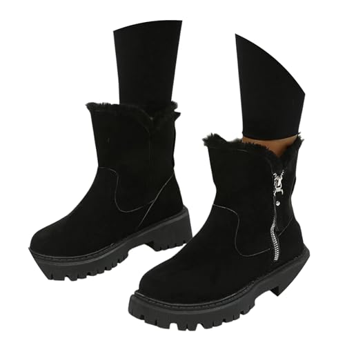 Generisch Damen Boots Winterstiefel Warme Ankle Stiefeletten Wasserfest Gefütterte Winterboots mit Reißverschluss Bequeme Stiefel Winterschuhe Winter Snow Boots Outdoor Frauen von Generisch