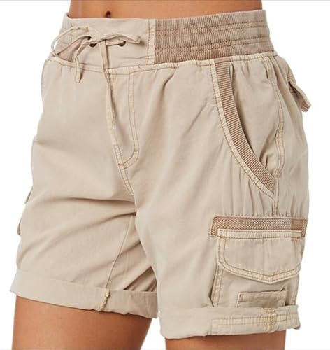 Generisch Damen Cargo Shorts Sommer Casual Kurze Hosen Bermuda Stoffhose Outdoorhose Strand High Waist Shorts mit Taschen von Generisch