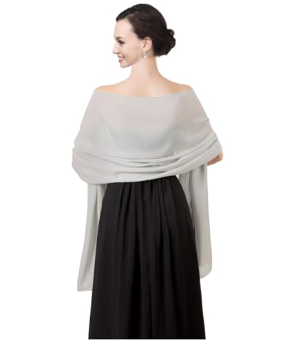 Generisch Damen Chiffon Stola Schal für Brautkleider Abendkleider Alltagskleidung in verschiedenen Farben Schals (Hellgrau) von Generisch