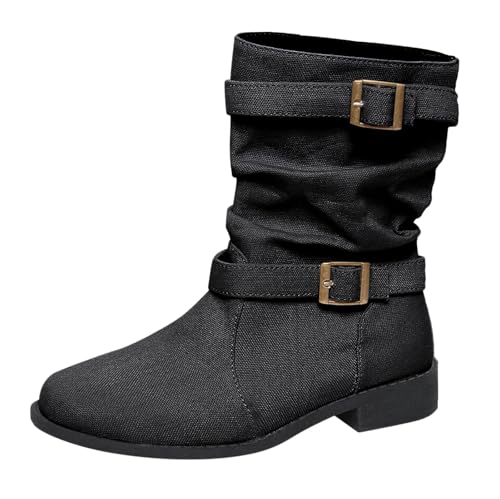 Generisch Damen Cowboystiefel mit seitlicher Schnalle, Westernstiefel Schlupfstiefel Vintage Kurzstiefel Herbst Winter Stiefeletten mittelhohe Stiefel Cowboy Boots klobiger Absatz Kurze Schuhe Generisch Damen Cowboystiefel mit seitlicher Schnalle, Westernstiefel Schlupfstiefel Vintage Kurzstiefel Herbst Winter Stiefeletten mittelhohe Stiefel Cowboy Boots klobiger Absatz Kurze Schuhe von Generisch
