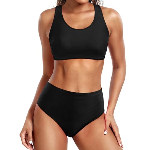 Generisch Damen Cross Back Badeanzüge Pard Twist Front Bademode Kordelzug Side Bikini Sets Periode Bademode Bikini Damen Set Neckholder Mit BüGel Bademoden FüR Damen von Generisch