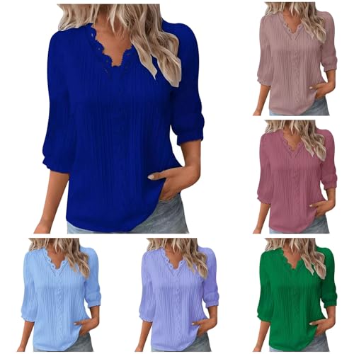 Generisch Damen Elegant Blusen Oberteiel Hemdbluse Langarm Spitzen Tunika Bluse 3/4 Ärmel Bluse Damen V-Ausschnitt Tunika Elegant Langarm Blusen Generisch Damen Elegant Blusen Oberteiel Hemdbluse Langarm Spitzen Tunika Bluse 3/4 Ärmel Bluse Damen V-Ausschnitt Tunika Elegant Langarm Blusen von Generisch
